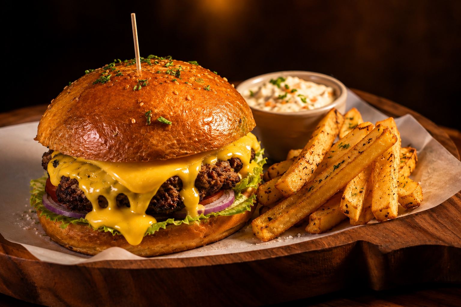 Smashed beef cheeseburger at Open Crave Bunker